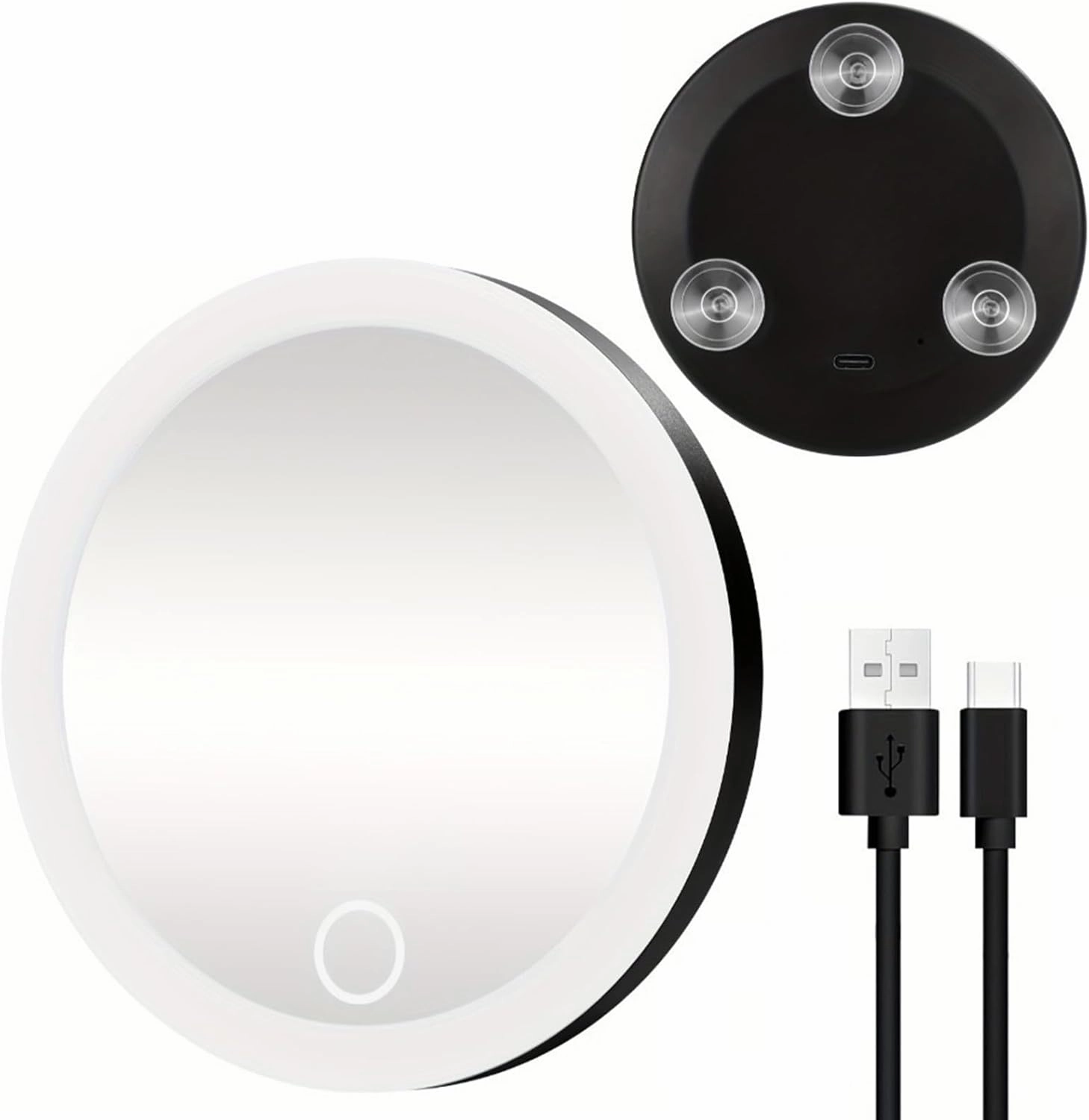 Walbest 4" 30x Magnifying Mirror 30x with LED Light, Portable Lighted Makeup Mirror with Tweezers, 20x Makeup Magnifying Mirror with 3 Suction Cups for Travel Eyes Makeup, Gift for Women Black