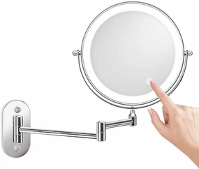 Wall Mounted Makeup Mirror Double Sided 1X/10X Magnifying Vanity Mirror Swivel Extendable Powered by Batteries