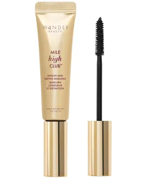 Wander Beauty Mile High Club Length   Define Black Mascara - Smudge-Proof, Lash Lengthening Mascara for a Full, Fanned Out Effect - Castor Oil   Peach Leaf Conditions & Strengthens - 0.31 fl oz