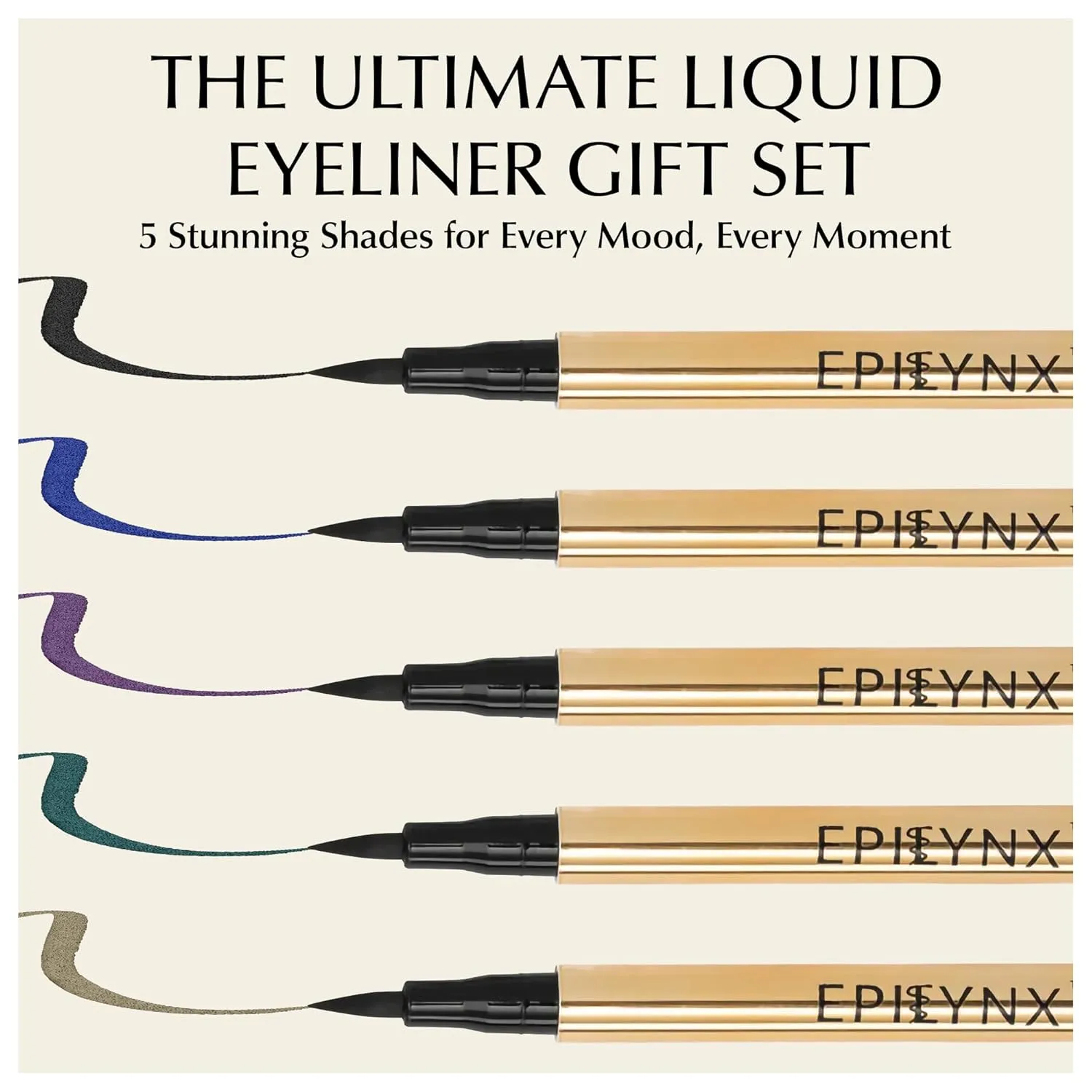 Waterproof Eyeliner - Smudge-Proof Liquid Eyeliner Pen with Precision Tip for Smooth, Long-Lasting Application - Vegan, Hypoallergenic & Gluten-Free Eye Liner - 5 Shades 2mL each Gift Set