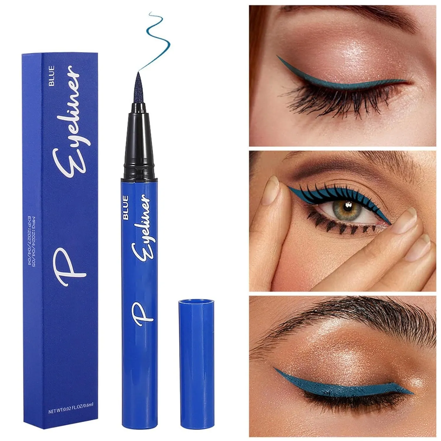 Waterproof Liquid Colorful Eyeliner, Black Brown Blue Eye Liner Makeup Pen, Waterproof Long Lasting Pocket Eyeliner with Micro Tip, Vegan Formula, Gift For Women