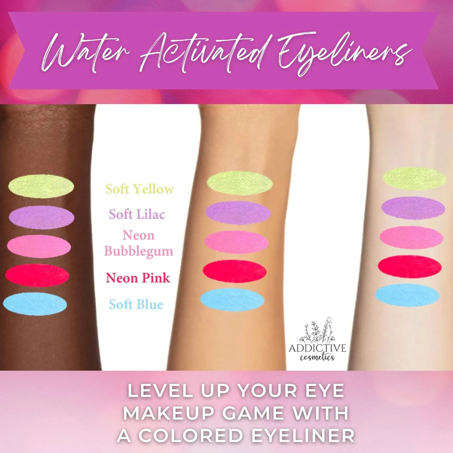 Wet Liners Parent- Cake Eyeliner with Applicator Brush - Water Activated Dry Pressed Eyeliner - Long-Lasting, Vibrant Color, Smudge Resistant - Vegan Cruelty Free Paraben Free (Neon Bubblegum)