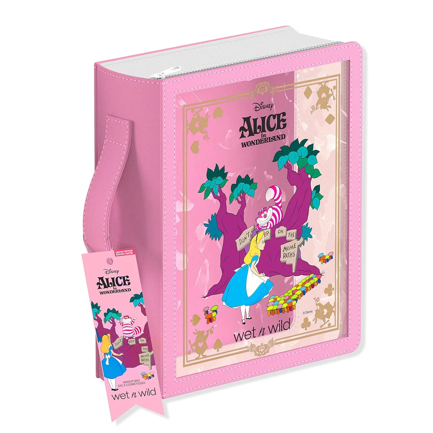wet n wild Alice in Wonderland Makeup Bag, Limited Edition Collection Travel Pouch with Full-Zip Closure & Flexible Cotton Design