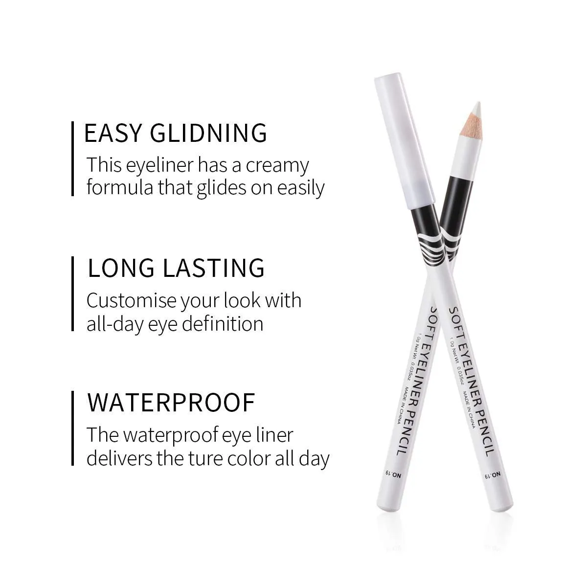 White Eyeliner Pencil Professional Highlighter Eye Liner Pen Soft Strokes Waterproof Long-Lasting Eyeshadow Eye Silkworm Brighten Pencil Beauty Makeup Tool (24pcs)