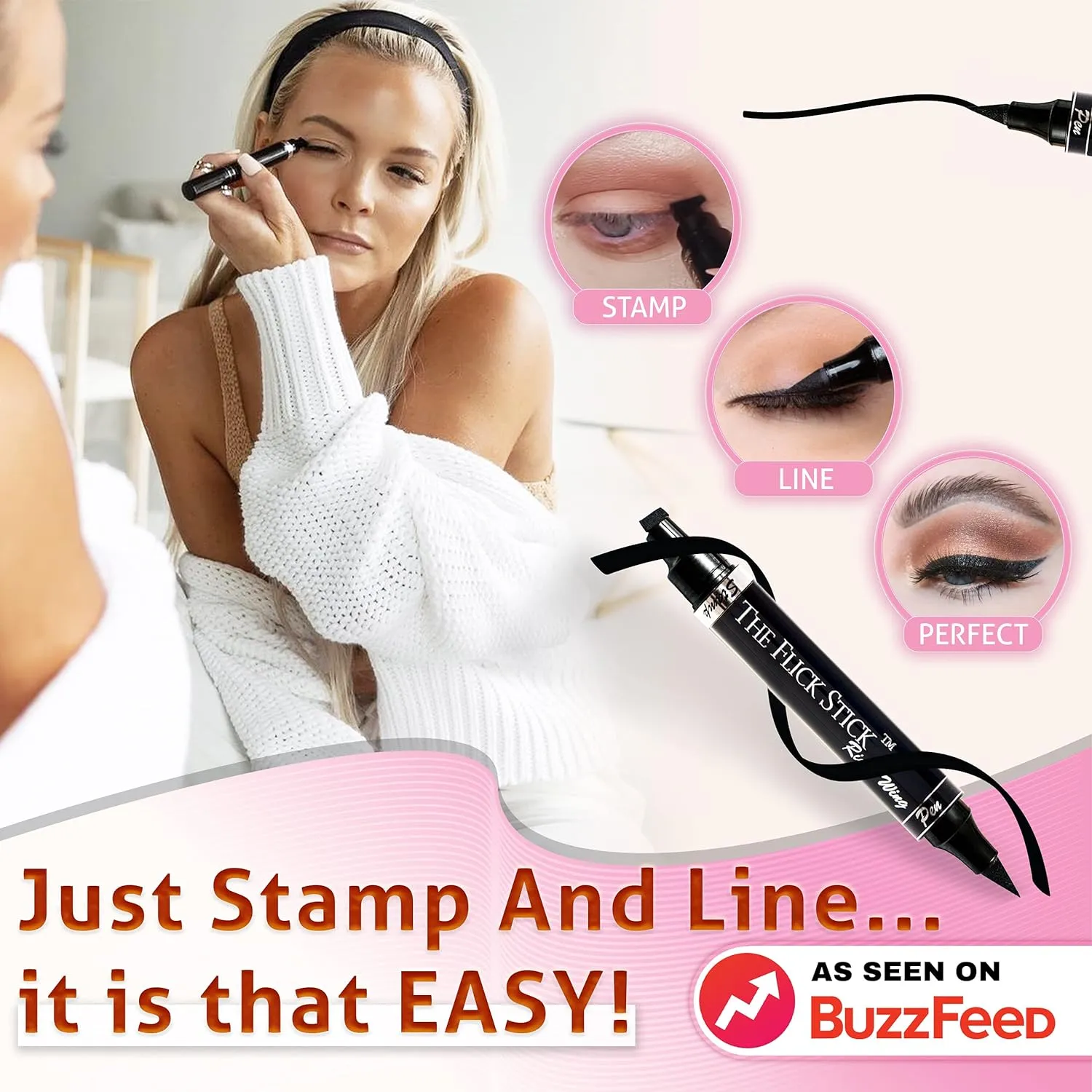 Winged Eyeliner Stamp by Lovoir, Waterproof Make Up, Smudgeproof, Long Lasting Liquid Eye liner Pen, Vamp Style Wing, 2 Wingliner Pens (Triple Pack Combo, Midnight Black)