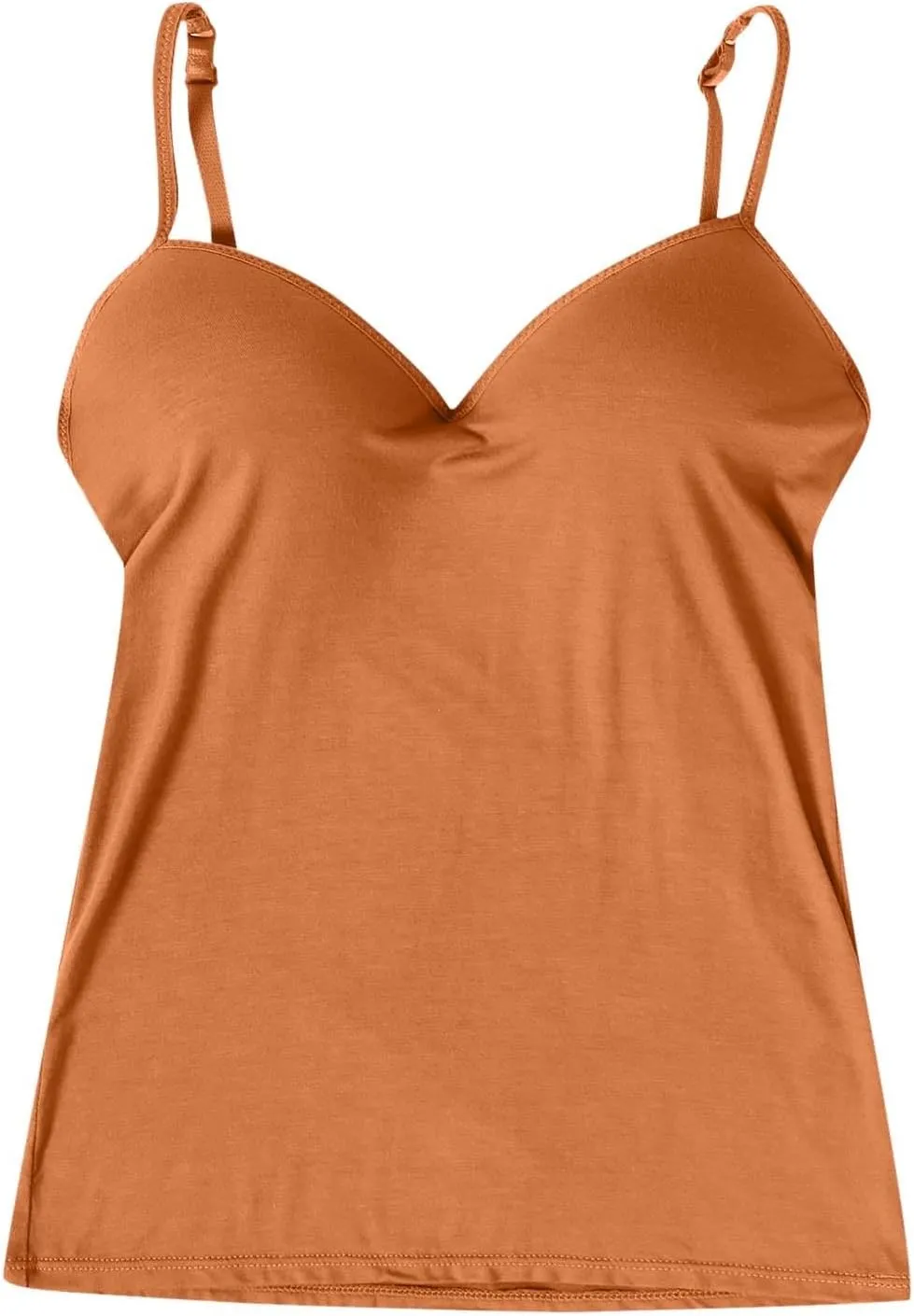 Women Camisole Tops with Built in Bra Adjustable Spaghetti Strap Basic Layer Padded Shelf Bra Cami Tank Tops