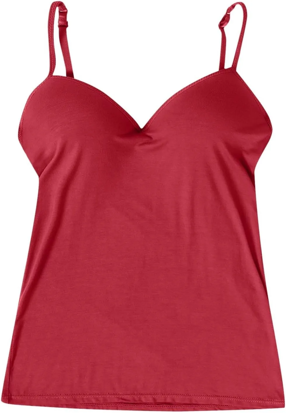 Women Camisole Tops with Built in Bra Adjustable Spaghetti Strap Basic Layer Padded Shelf Bra Cami Tank Tops