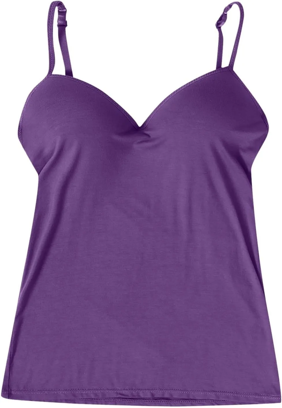 Women Camisole Tops with Built in Bra Adjustable Spaghetti Strap Basic Layer Padded Shelf Bra Cami Tank Tops
