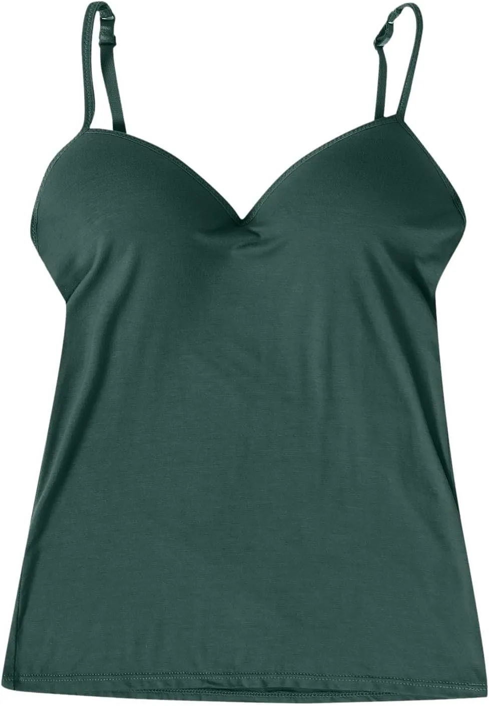 Women Camisole Tops with Built in Bra Adjustable Spaghetti Strap Basic Layer Padded Shelf Bra Cami Tank Tops