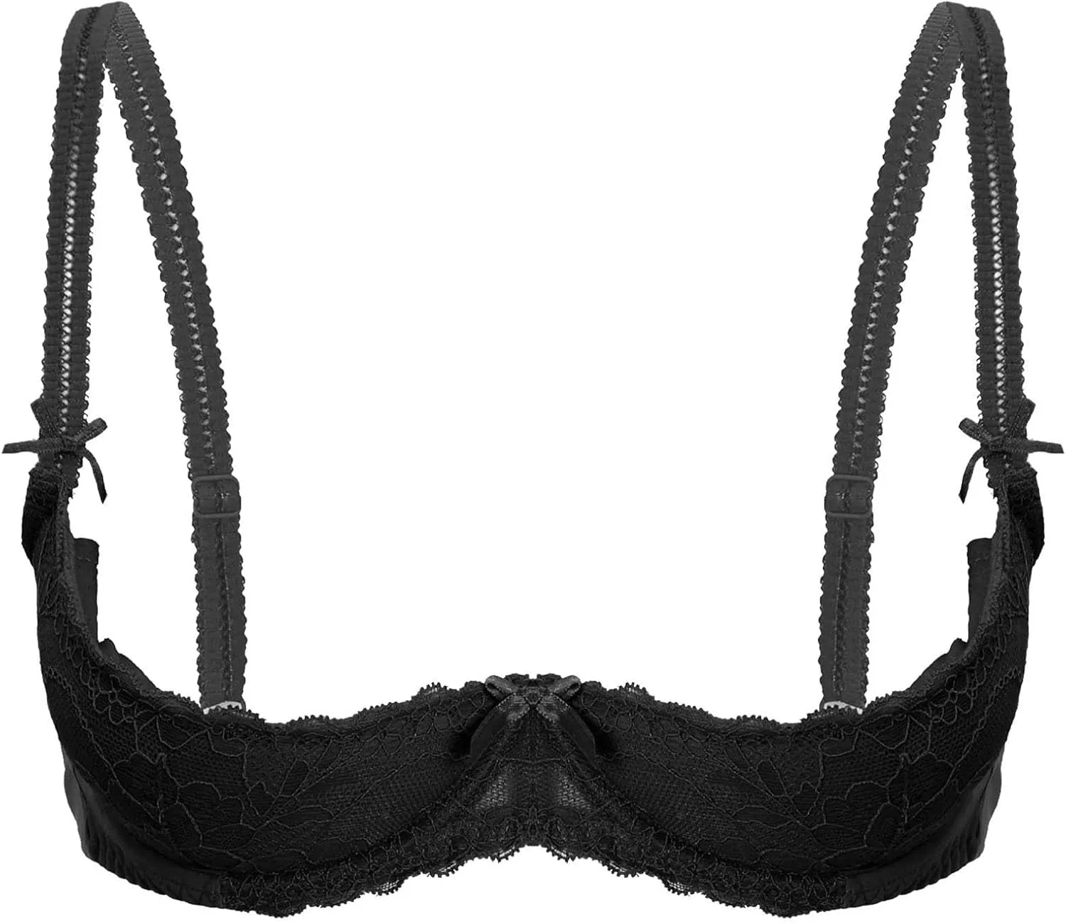 Women Lace 1/4 Cup Bras Sexy Lingerie Adjustable Unlined Push Up Underwear Underwire Sheer Bralette Balconette