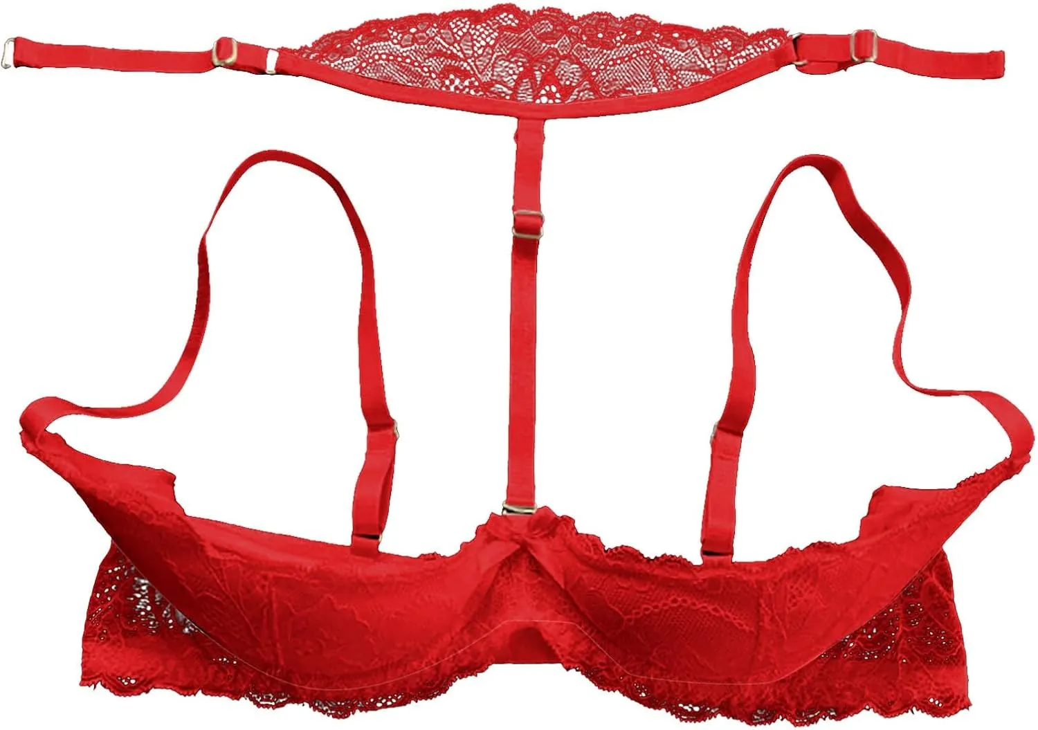 Women Lace 1/4 Cup Bras Sexy Lingerie Adjustable Unlined Push Up Underwear Underwire Sheer Bralette Balconette