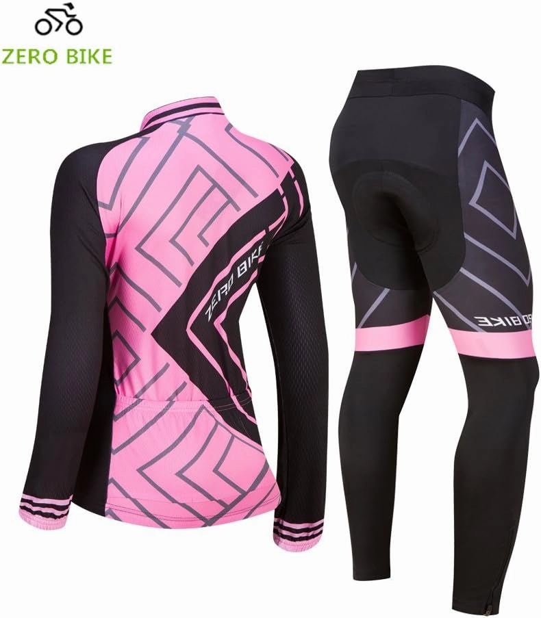 Women's Breathable Long Sleeve 3D Gel Padded Bicycle Cycling Suit Mesh Cloting Pants Set UV Protective