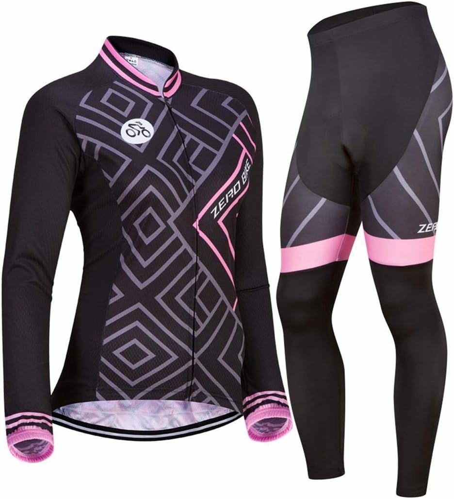 Women's Breathable Long Sleeve 3D Gel Padded Bicycle Cycling Suit Mesh Cloting Pants Set UV Protective