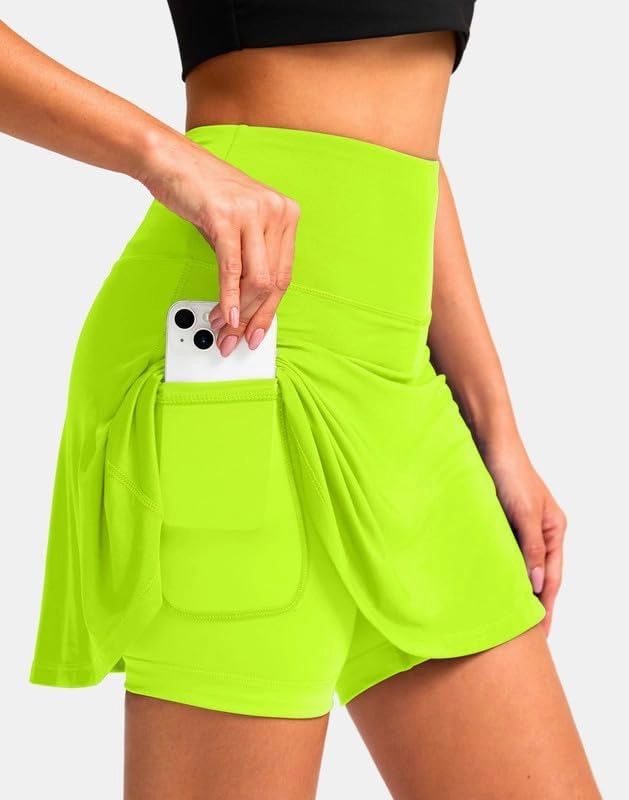 Women's Cycling Skirts 4D Padded Bike Shorts with Pockets High Waist Biking Skort for Road Mountain Bicycle Riding