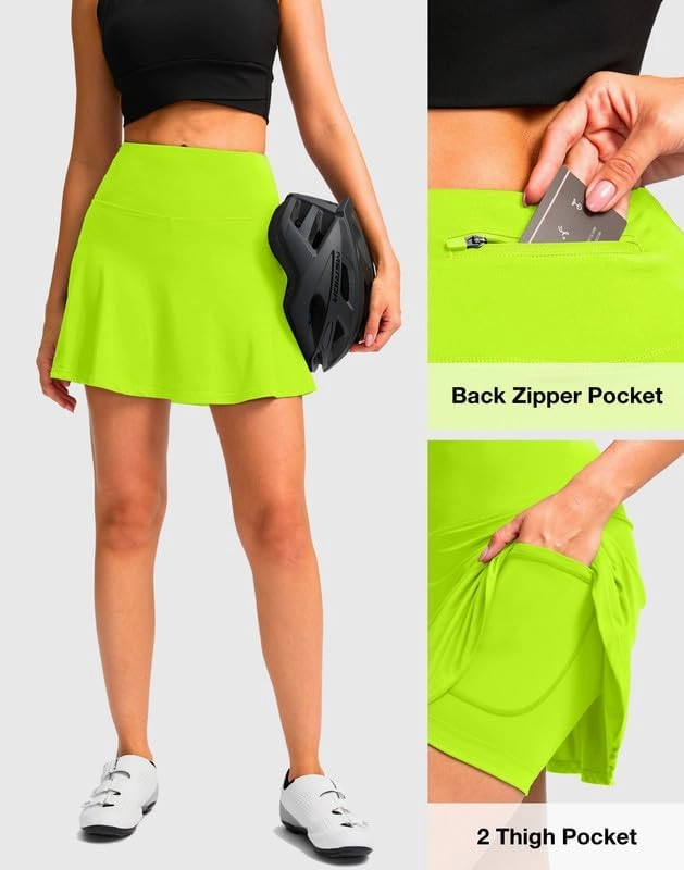 Women's Cycling Skirts 4D Padded Bike Shorts with Pockets High Waist Biking Skort for Road Mountain Bicycle Riding