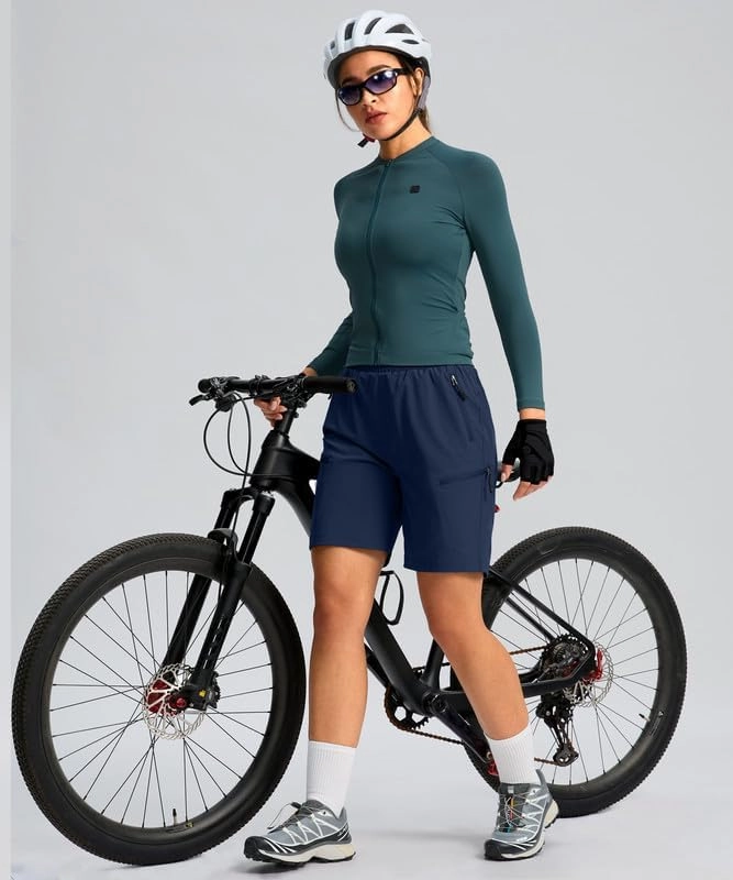 Women's Mountain Bike Shorts 4D Padded Cycling Shorts for Women Riding Biking Bicycle Biker Cycle UPF50 Zipper Pockets