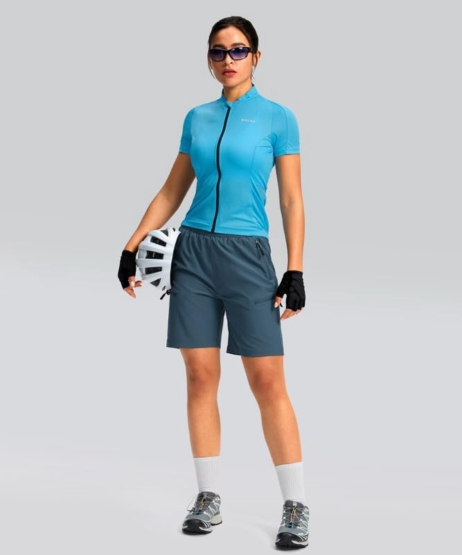 Women's Mountain Bike Shorts 4D Padded Cycling Shorts for Women Riding Biking Bicycle Biker Cycle UPF50 Zipper Pockets
