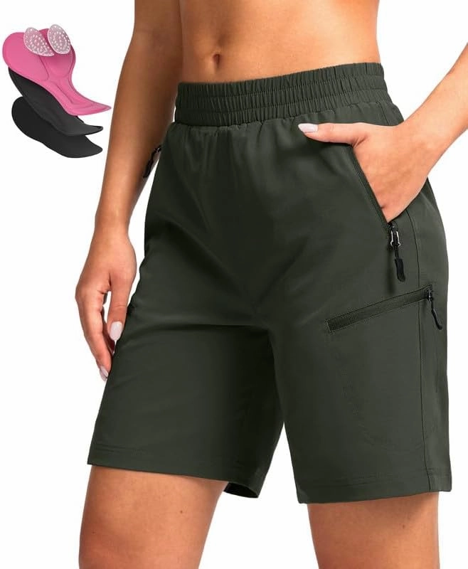 Women's Mountain Bike Shorts 4D Padded Cycling Shorts for Women Riding Biking Bicycle Biker Cycle UPF50 Zipper Pockets