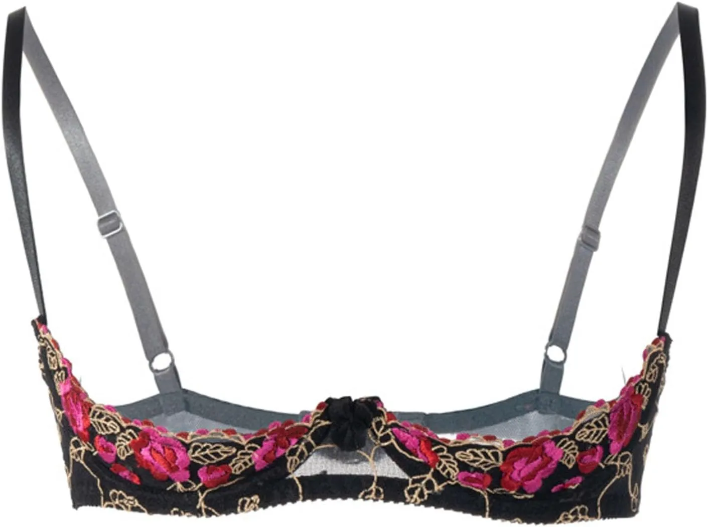 Womens 1/4 Cup Balconette Bra Underwire Sexy Push Up Bralette See Through Lace Bandeau Lingerie Brassiere Tops