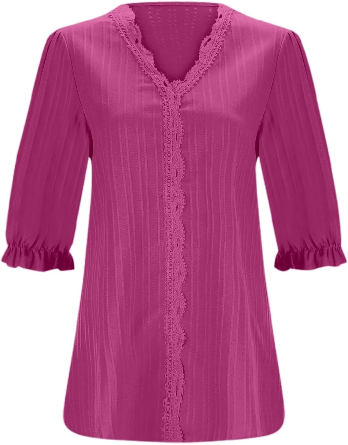 Women's 3/4 Sleeve Tops Elegant Lace V Neck Dressy Casual Shirt Blouse Trendy Outfits 2025 Fashion Clothes
