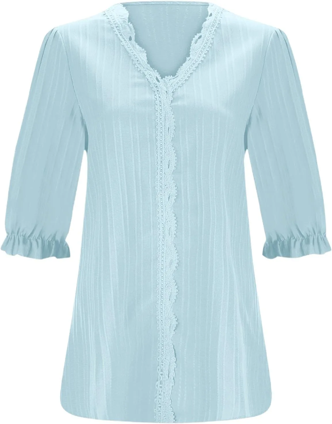 Women's 3/4 Sleeve Tops Elegant Lace V Neck Dressy Casual Shirt Blouse Trendy Outfits 2025 Fashion Clothes
