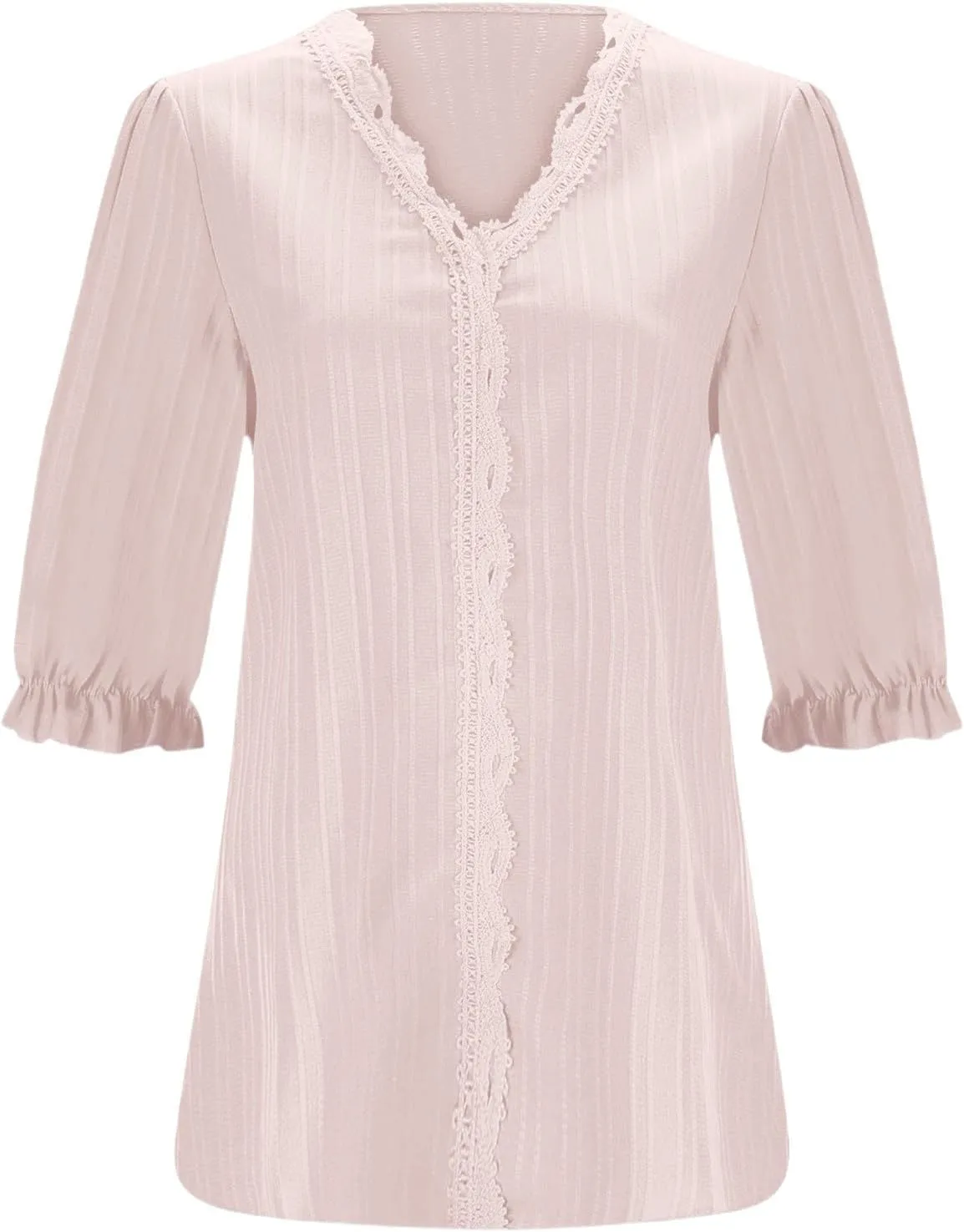 Women's 3/4 Sleeve Tops Elegant Lace V Neck Dressy Casual Shirt Blouse Trendy Outfits 2025 Fashion Clothes