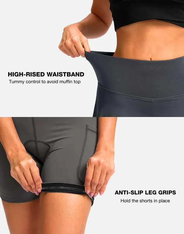 Women's Cycling Skirts 4D Padded Bike Shorts with Pockets High Waist Biking Skort for Road Mountain Bicycle Riding