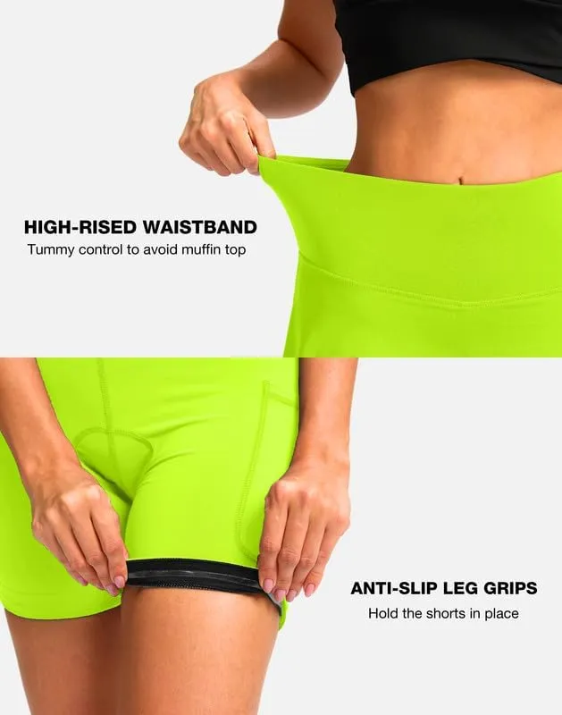 Women's Cycling Skirts 4D Padded Bike Shorts with Pockets High Waist Biking Skort for Road Mountain Bicycle Riding
