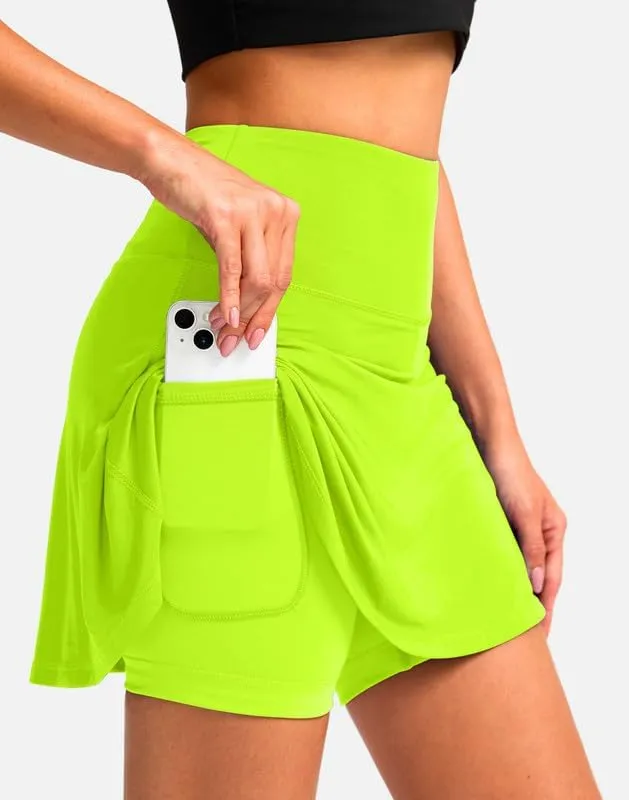 Women's Cycling Skirts 4D Padded Bike Shorts with Pockets High Waist Biking Skort for Road Mountain Bicycle Riding