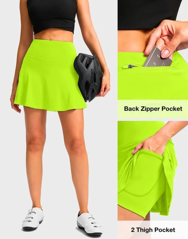 Women's Cycling Skirts 4D Padded Bike Shorts with Pockets High Waist Biking Skort for Road Mountain Bicycle Riding