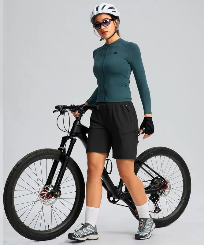 Women's Mountain Bike Shorts 4D Padded Cycling Shorts for Women Riding Biking Bicycle Biker Cycle UPF50 Zipper Pockets