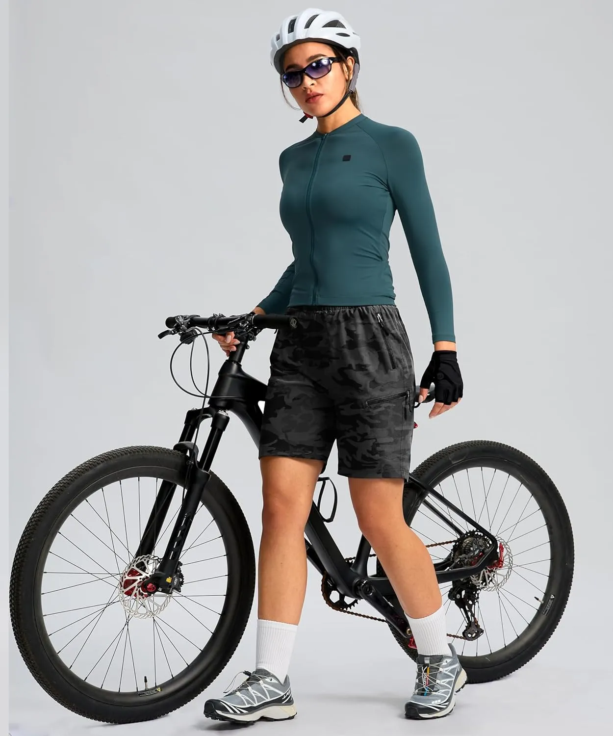 Women's Mountain Bike Shorts 4D Padded Cycling Shorts for Women Riding Biking Bicycle Biker Cycle UPF50 Zipper Pockets