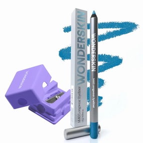 Wonderskin 1440 Longwear Blue Eyeliner Pencil with Sharpener - Waterproof, Sharpenable Eyeliner Pencil & Smudge Proof Blue Eye Liner Pencils (Aqua)