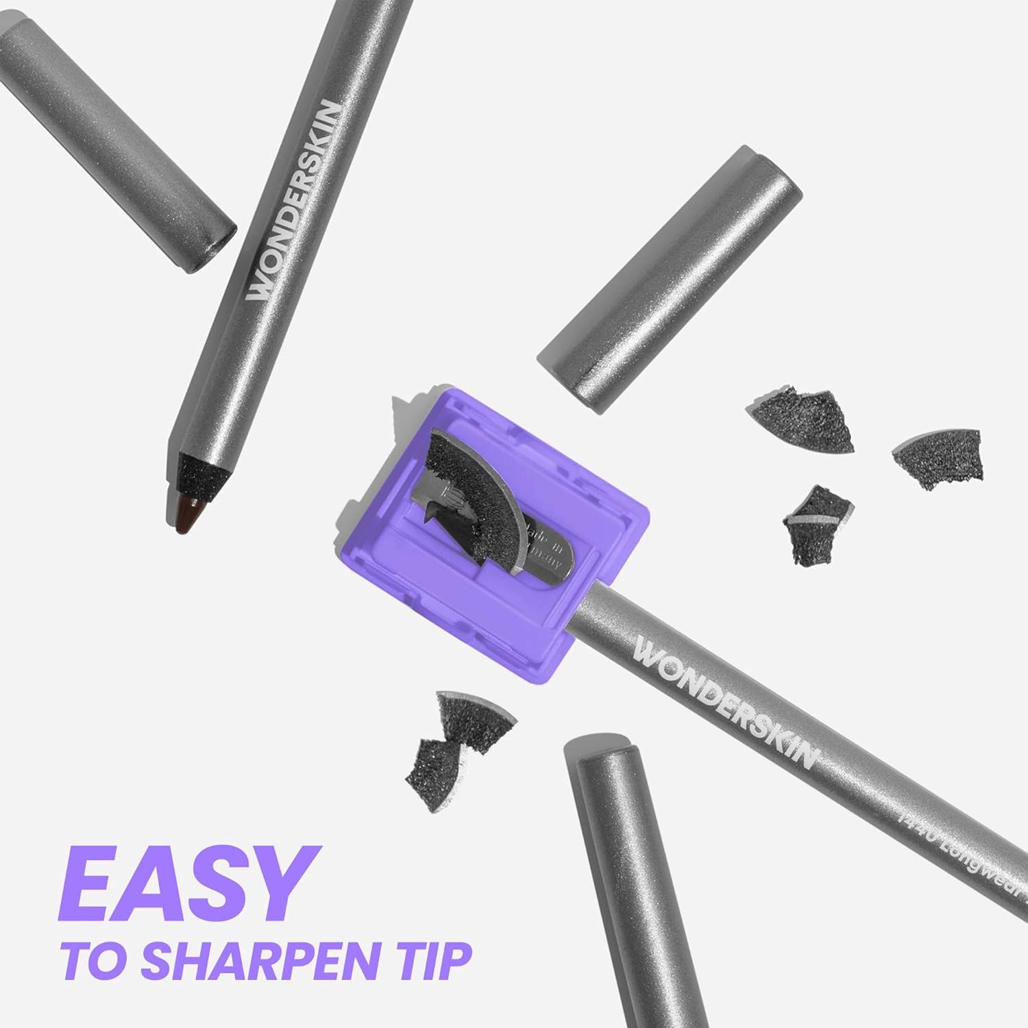 Wonderskin 1440 Longwear Blue Eyeliner Pencil with Sharpener - Waterproof, Sharpenable Eyeliner Pencil & Smudge Proof Blue Eye Liner Pencils (Aqua)