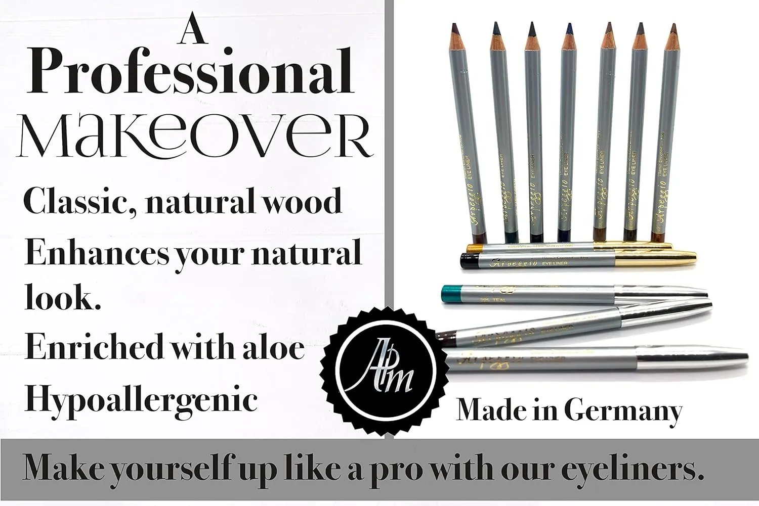 Wood Eyeliner Pencil Water Resistant and Long Lasting Professional Use Eye Makeup in 12 Shades Glides easy and hydrates with aloe enriched formula Made in Germany (Khaki)