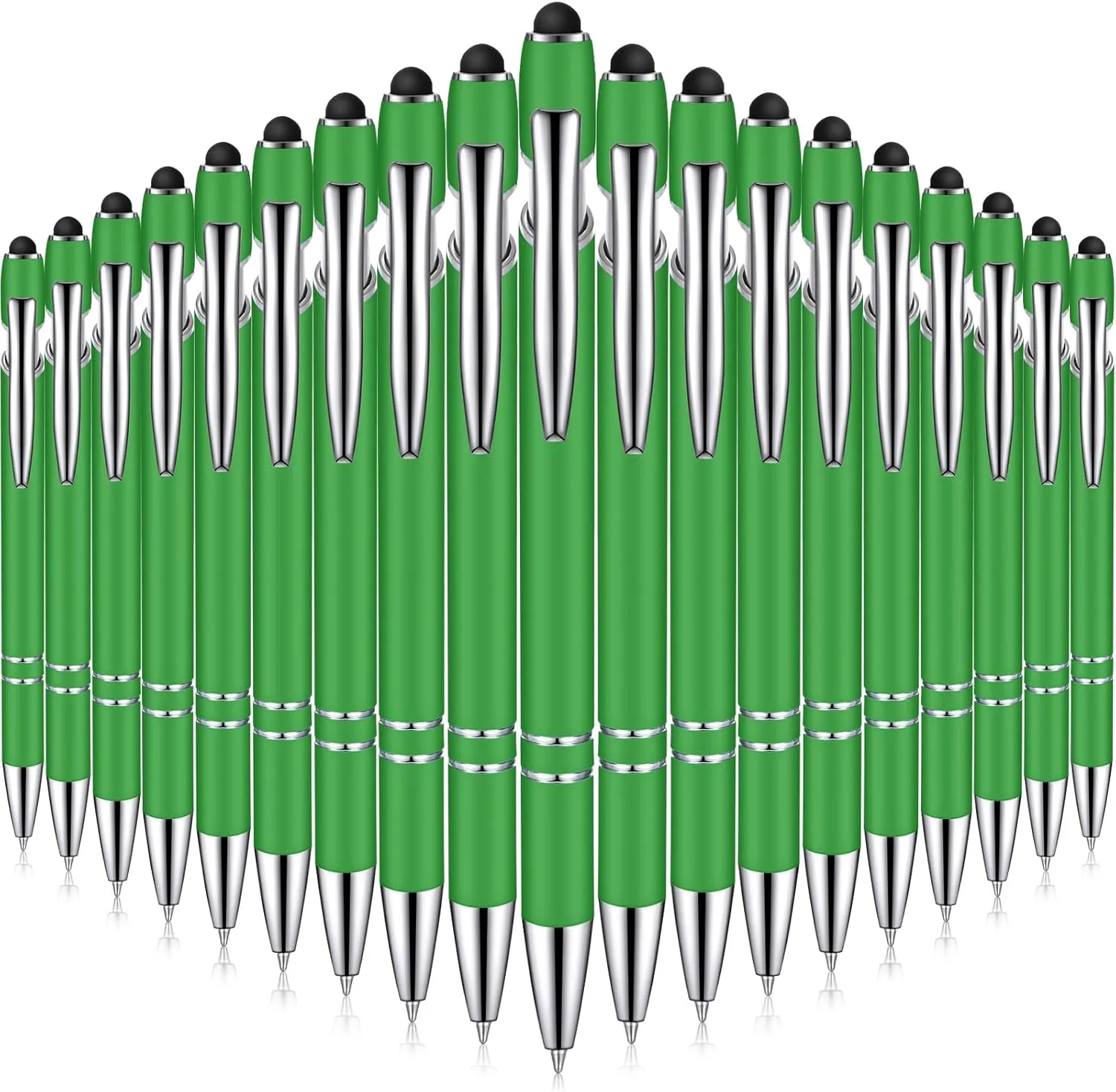 Zonon 38 Pieces Rubberized Ballpoint Pen with Stylus Tip Stylish Metal Pen Capacitive Styli with Soft Rubberized Grip, Black Ink for Most Devices(Green)