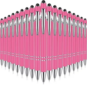 Zonon 38 Pieces Rubberized Ballpoint Pen with Stylus Tip Stylish Metal Pen Capacitive Styli with Soft Rubberized Grip, Black Ink for Most Devices(Hot Pink)