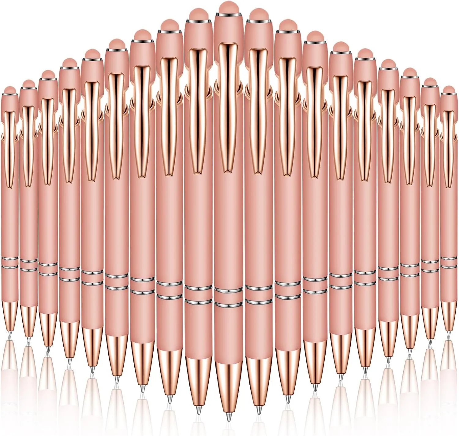 Zonon 38 Pieces Rubberized Ballpoint Pen with Stylus Tip Stylish Metal Pen Capacitive Styli with Soft Rubberized Grip, Black Ink for Most Devices(Rose Gold)